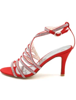 Sandales gladiateurs de mariée brillantes talon haut Chaussures de mariée