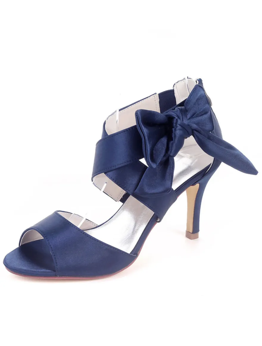 Sandales mariée blanche en satin talon haut chaussures de mariée