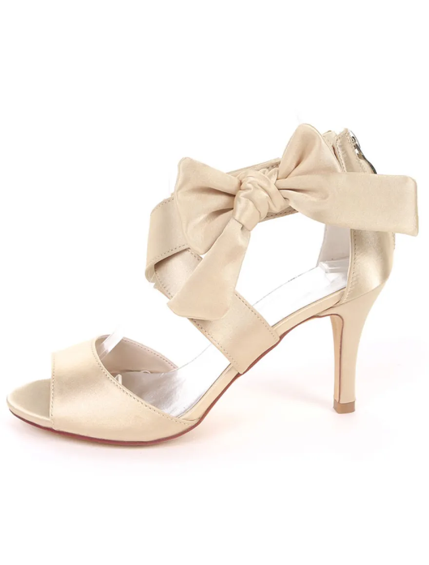 Sandales mariée blanche en satin talon haut chaussures de mariée