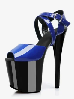 Sandales noires sexy à plateforme bout ouvert et talons hauts croisés