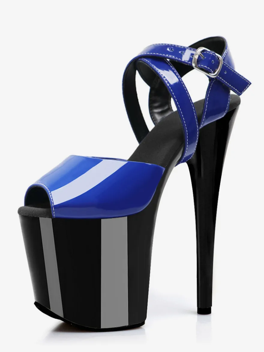 Sandales noires sexy à plateforme bout ouvert et talons hauts croisés