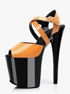 Sandales noires sexy à plateforme bout ouvert et talons hauts croisés