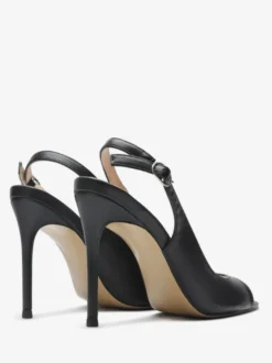 Sandales noires à talons hauts bout ouvert et talon aiguille chaussures habillées