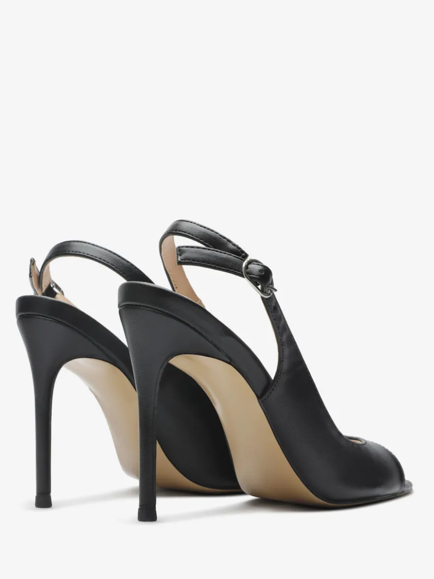 Sandales noires à talons hauts bout ouvert et talon aiguille chaussures habillées