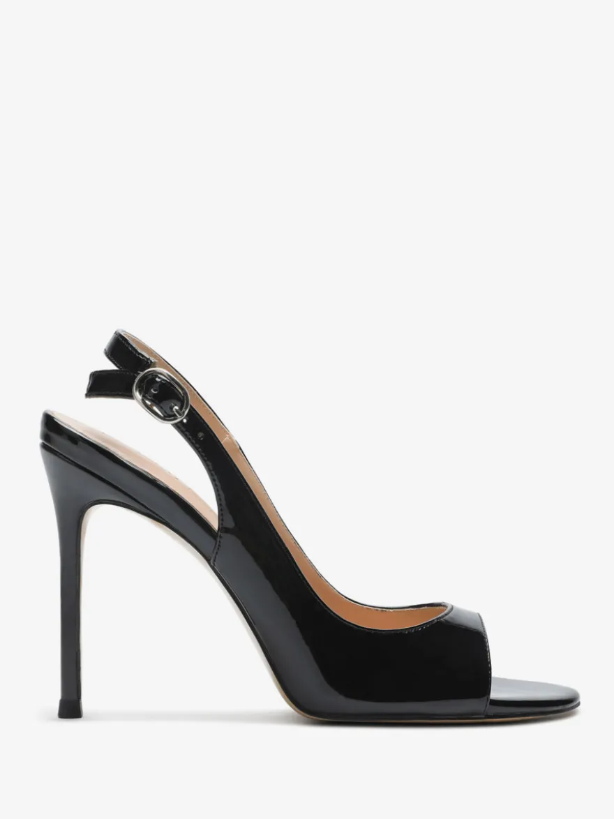Sandales noires à talons hauts bout ouvert et talon aiguille chaussures habillées