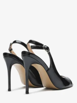 Sandales noires à talons hauts bout ouvert et talon aiguille chaussures habillées