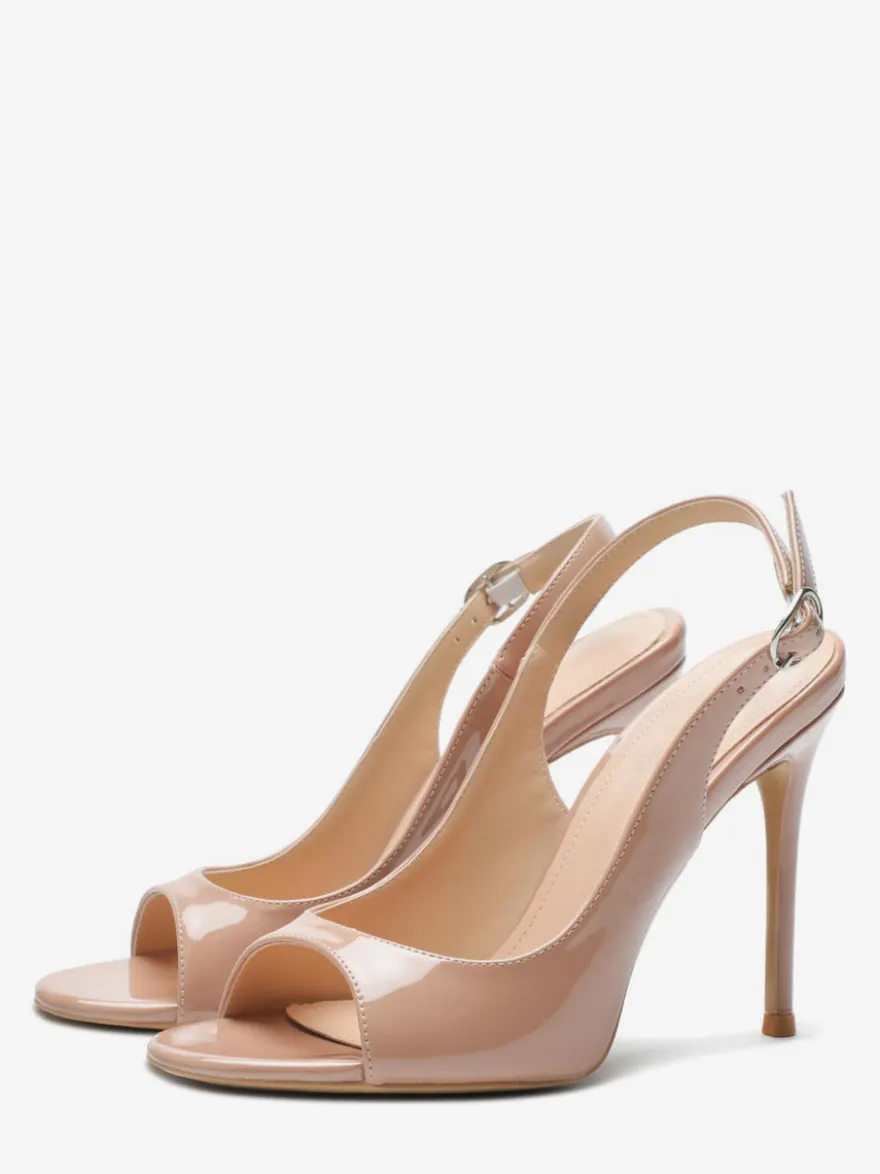 Sandales noires à talons hauts bout ouvert et talon aiguille chaussures habillées