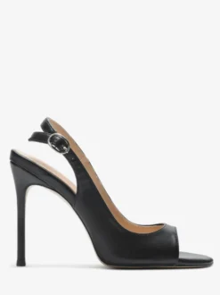 Sandales noires à talons hauts bout ouvert et talon aiguille chaussures habillées