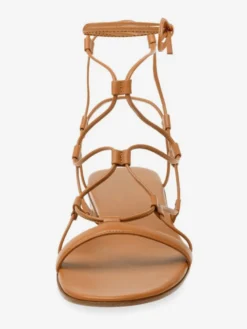 Sandales plates noires à lacets et bout ouvert pour femmes