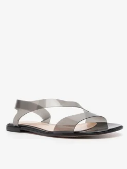 Sandales plates transparentes à bout ouvert pour femmes chaussures de plage