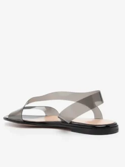 Sandales plates transparentes à bout ouvert pour femmes chaussures de plage