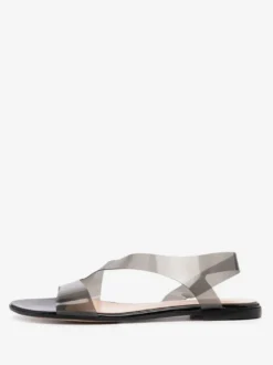 Sandales plates transparentes à bout ouvert pour femmes chaussures de plage