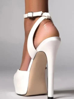 Sandales sexy à bout ouvert et talons hauts pour femmes avec plateforme et bride cheville.