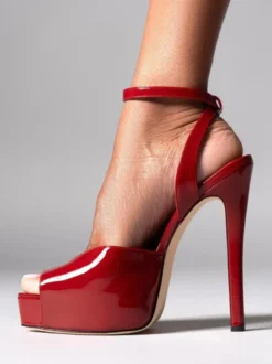Sandales sexy à bout ouvert et talons hauts pour femmes avec plateforme et bride cheville.