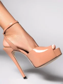 Sandales sexy à bout ouvert et talons hauts pour femmes avec plateforme et bride cheville.