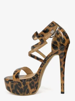 Sandales sexy à plateforme et bout ouvert pour femme chaussures à talons hauts et lanières