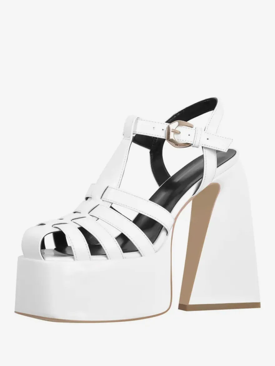 Sandales à talons blocs noires chaussures à talons hauts découpés à plateforme