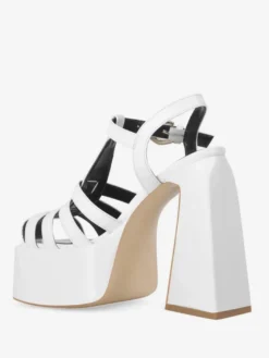 Sandales à talons blocs noires chaussures à talons hauts découpés à plateforme