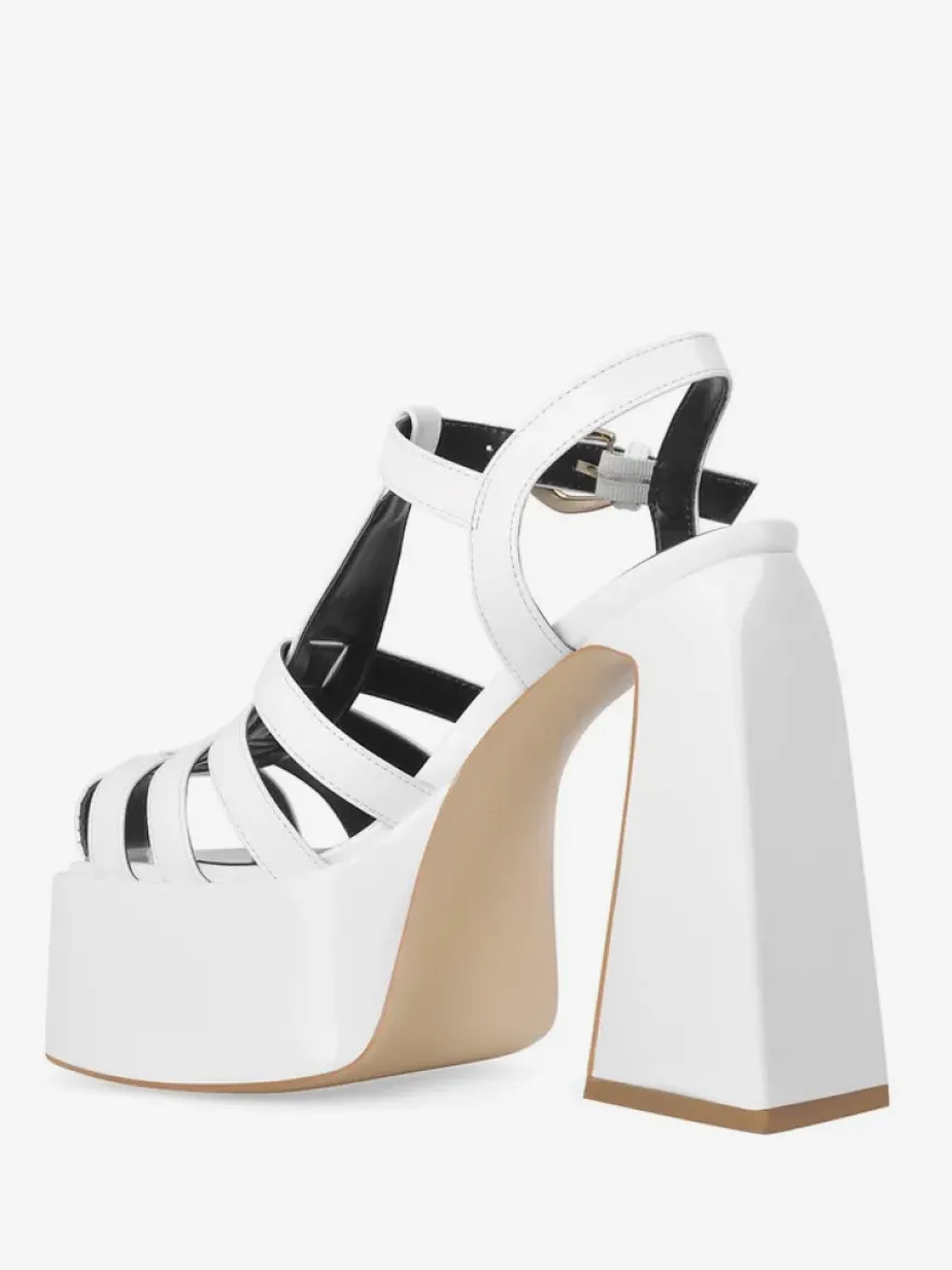 Sandales à talons blocs noires chaussures à talons hauts découpés à plateforme