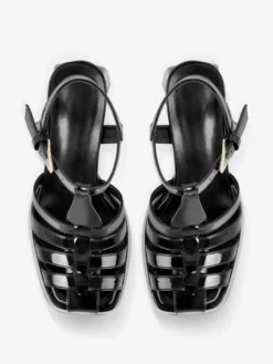 Sandales à talons blocs noires chaussures à talons hauts découpés à plateforme