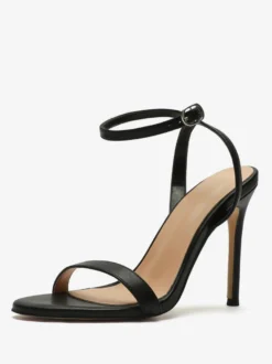 Sandales à talons Chaussures femmes noires bout ouvert talon aiguille