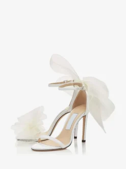 Sandales à Talons Hauts avec Bout Ouvert avec Noeud Unicolore