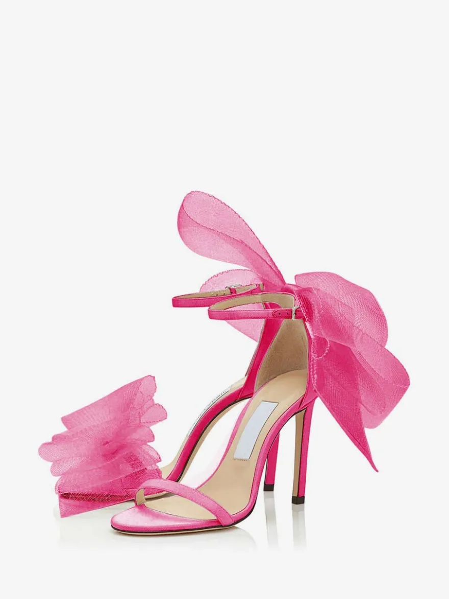 Sandales à Talons Hauts avec Bout Ouvert avec Noeud Unicolore