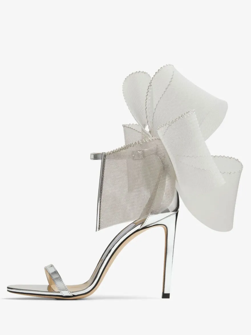 Sandales à Talons Hauts avec Bout Ouvert avec Noeud Unicolore