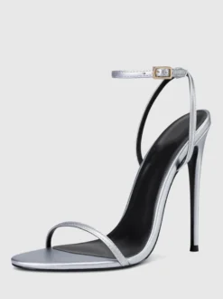 Sandales à talons hauts dorées à bout ouvert et talon aiguille Chaussures de fête