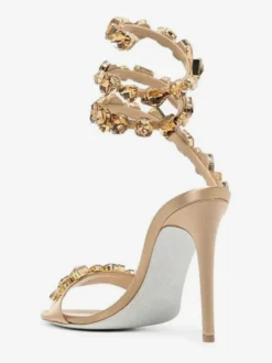 Sandales À Talons Hauts En Satin Noir À Bout Ouvert Strass Chaussures De Bal Femmes Chaussures De Soirée