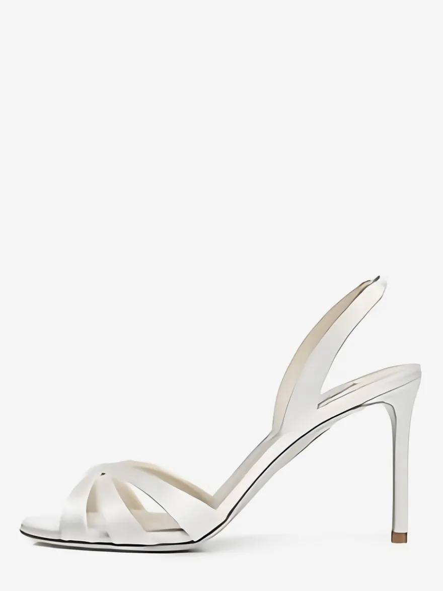 Sandales à talons hauts en satin à bout ouvert et à talons aiguilles pour mariage