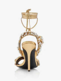 Sandales À Talons Hauts Lacet À Cheville Strass Chaussures De Bal Femmes De Soirée