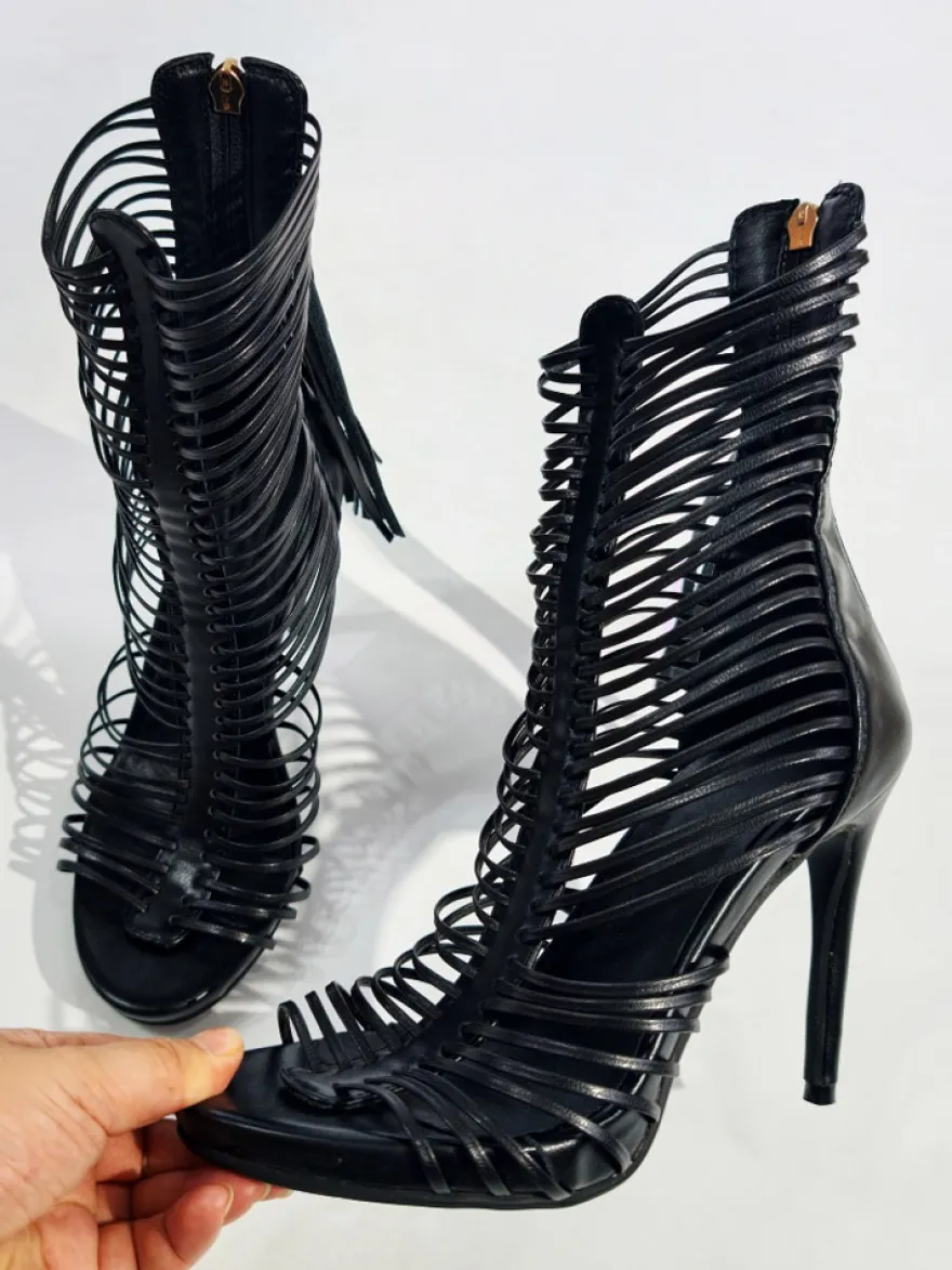 Sandales à talons hauts pour femmes bout ouvert à brides