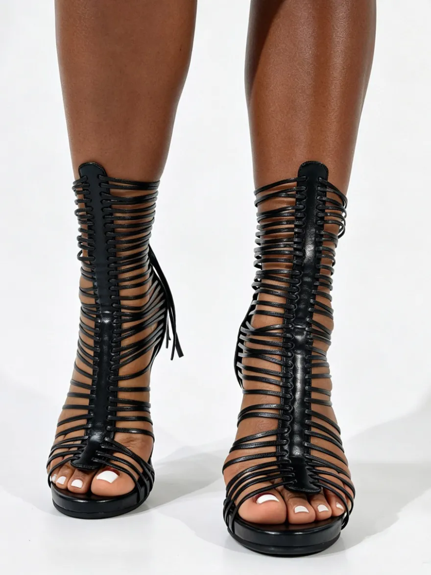 Sandales à talons hauts pour femmes bout ouvert à brides