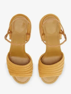 Sandales à talons épais en daim à bout ouvert pour femmes