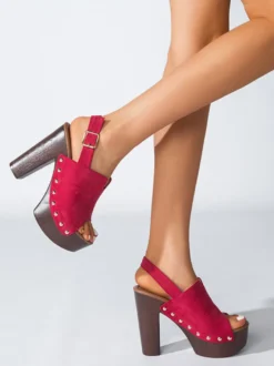 Sandales à talons épais et bout ouvert pour femme noires