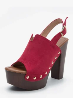 Sandales à talons épais et bout ouvert pour femme noires