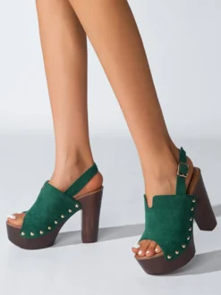 Sandales à talons épais et bout ouvert pour femme noires