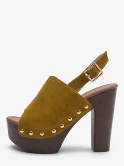 Sandales à talons épais et bout ouvert pour femme noires