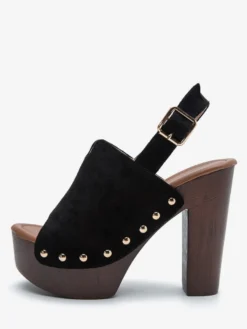 Sandales à talons épais et bout ouvert pour femme noires