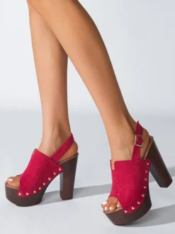 Sandales à talons épais et bout ouvert pour femme noires