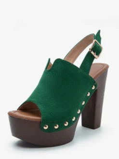 Sandales à talons épais et bout ouvert pour femme noires