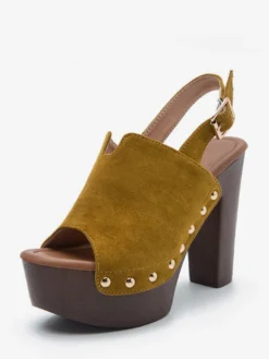 Sandales à talons épais et bout ouvert pour femme noires