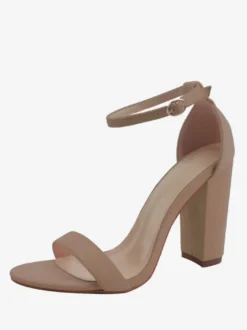Sandales à talons épais et bride à la cheville pour femmes Chaussures de bal Chaussures de soirée en daim
