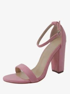 Sandales à talons épais et bride à la cheville pour femmes Chaussures de bal Chaussures de soirée en daim