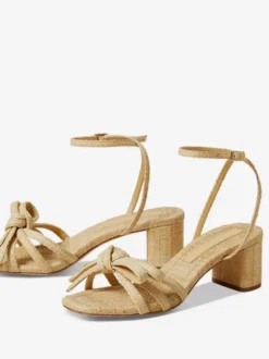 Sandales à talons épais pour femmes bout ouvert nœud bride à la cheville
