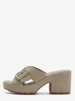 Sandales à talons épais pour femmes bout ouvert avec boucle