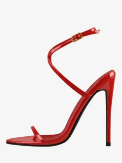 Sandales à talons pour femmes chaussures de soirée rouges à bout ouvert et à talons aiguilles croisés