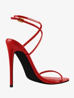 Sandales à talons pour femmes chaussures de soirée rouges à bout ouvert et à talons aiguilles croisés