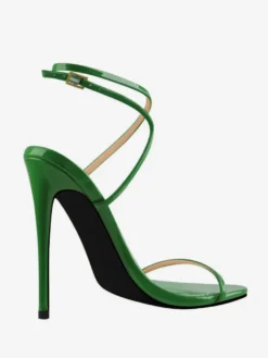 Sandales à talons pour femmes chaussures de soirée rouges à bout ouvert et à talons aiguilles croisés
